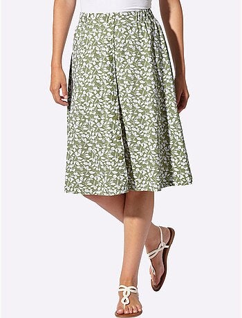Jupe à imprimé floral avec ceinture élastique confortable - taille courte - witt