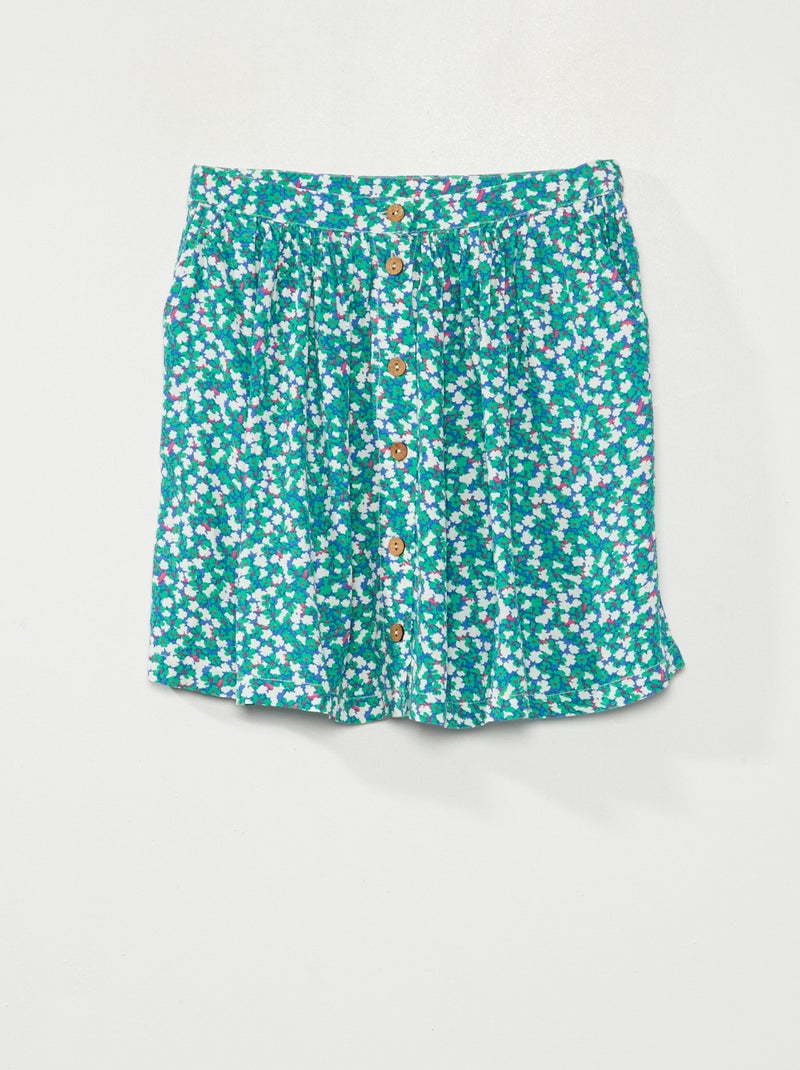 Jupe à motif fleuri Vert - Kiabi