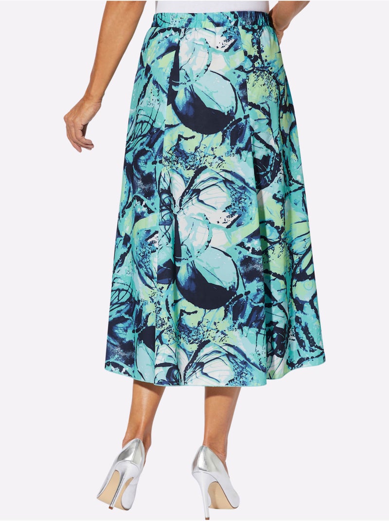 Jupe à motifs avec ceinture élastique et coupe longue - Taille standard - Moda Vilona Bleu Bleu marine - Kiabi