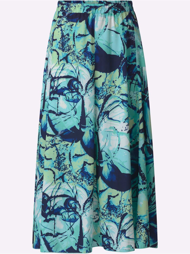 Jupe à motifs avec ceinture élastique et coupe longue - Taille standard - Moda Vilona Bleu Bleu marine - Kiabi
