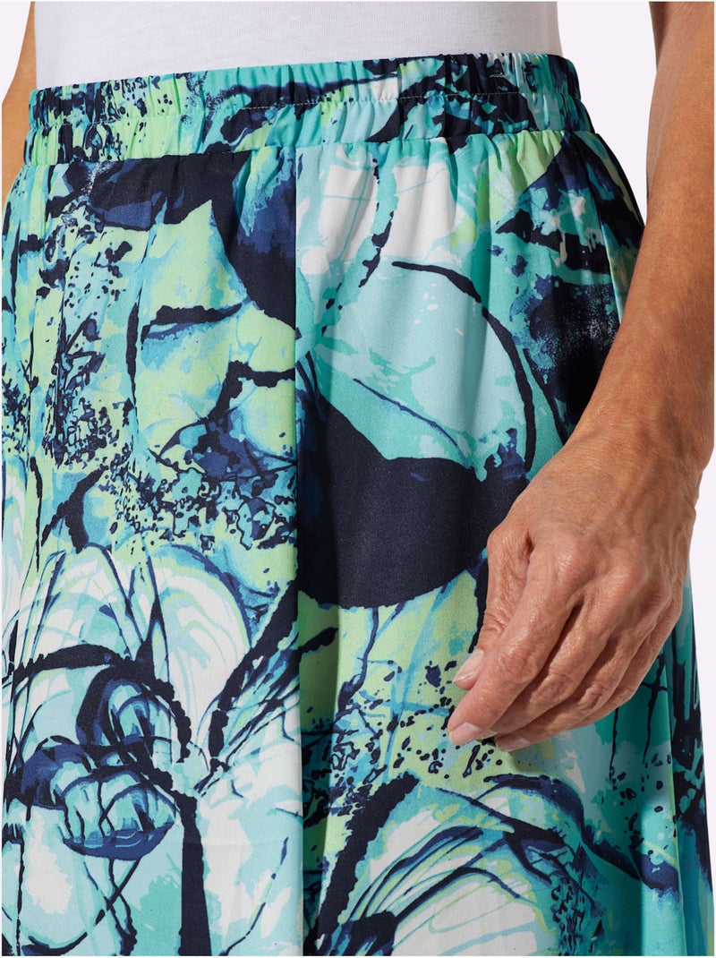 Jupe à motifs avec ceinture élastique et coupe longue - Taille standard - Moda Vilona Bleu Bleu marine - Kiabi