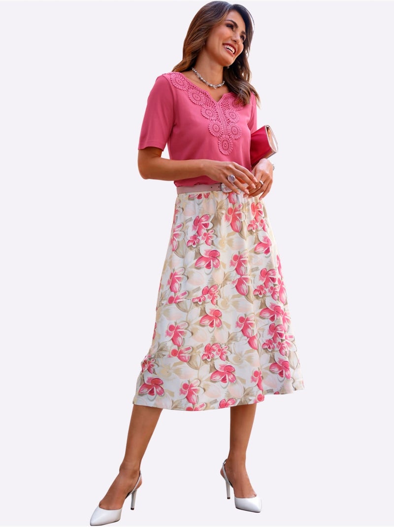 Jupe à panneaux 95% viscose - taille courte - witt Ecru - Kiabi