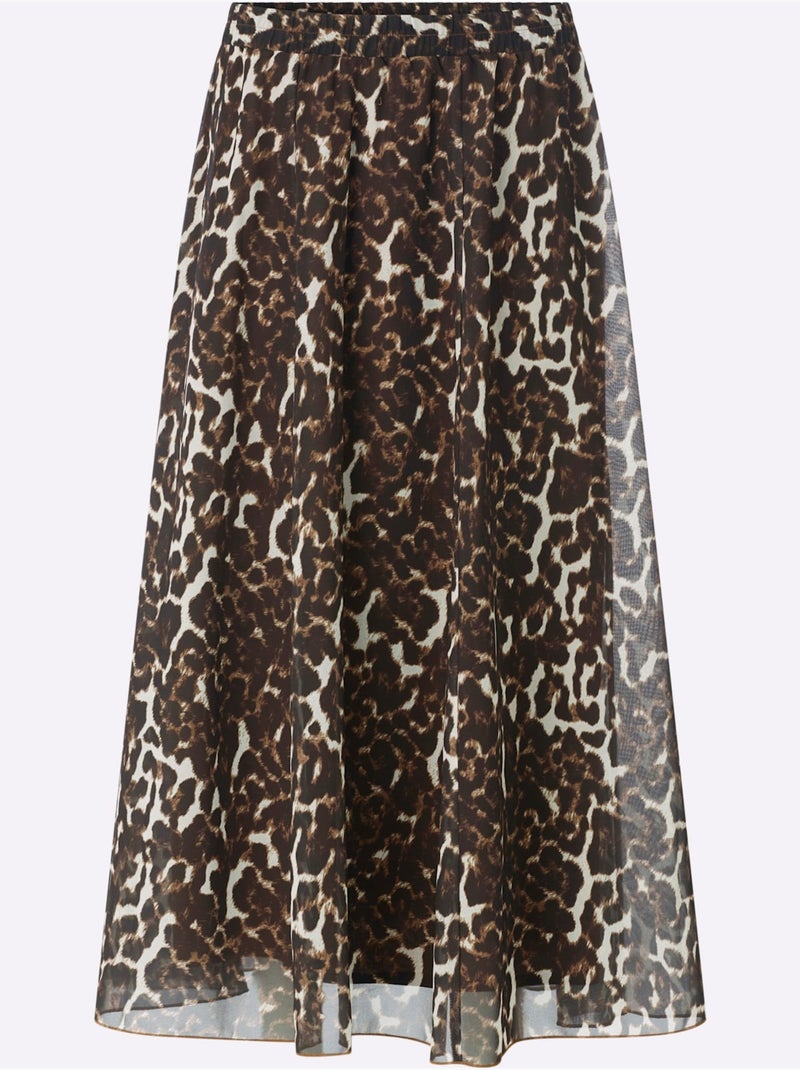 Jupe à Panneaux Ceinture élastique Confortable - Taille Standard - Moda Vilona Noir Marron - Kiabi