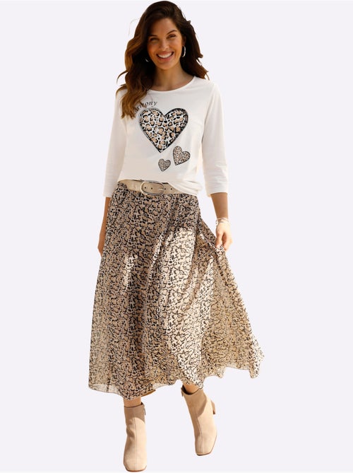 Jupe à panneaux en Georgette avec motif animal et ceinture élastique - Taille standard - Moda Vilona - Kiabi Jupe à panneaux en Georgette avec motif animal et ceinture élastique - Taille standard - Moda Vilona - Kiabi