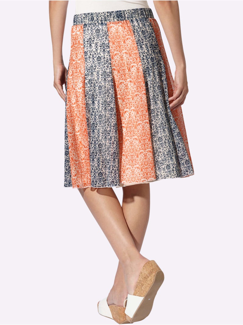 Jupe à Panneaux Forme à Panneaux évasée - Taille Standard - Helline Bleu Orange Bleu - Kiabi
