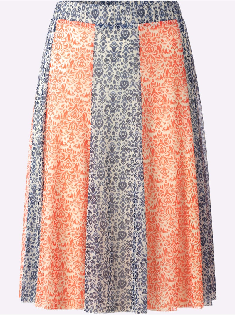 Jupe à Panneaux Forme à Panneaux évasée - Taille Standard - Helline Bleu Orange Bleu - Kiabi