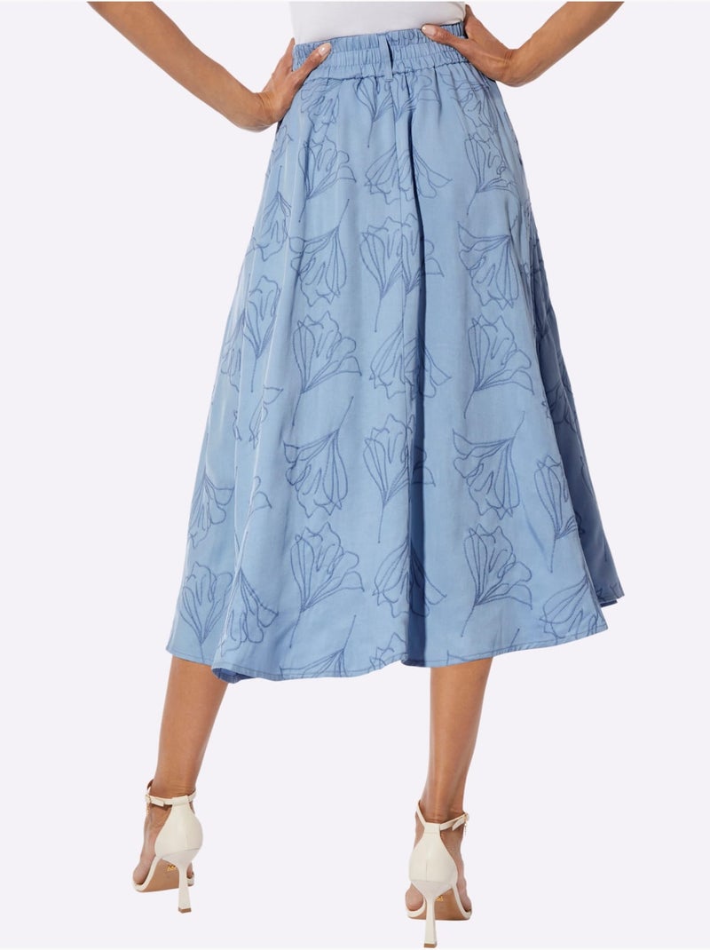 Jupe à Panneaux Lyocell (tencel) - Taille Standard - Helline Bleu - Kiabi