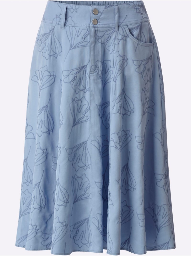 Jupe à Panneaux Lyocell (tencel) - Taille Standard - Helline Bleu - Kiabi