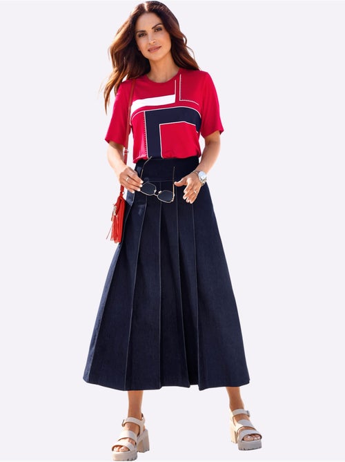 Jupe à plis avec ceinture large - Taille standard - Witt - Kiabi