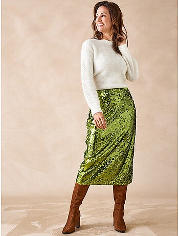 Jupe à sequins coupe droite