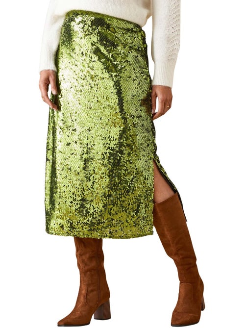 Jupe à sequins coupe droite - Kiabi