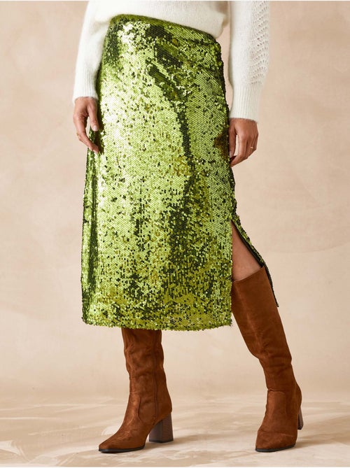 Jupe à sequins coupe droite - Kiabi