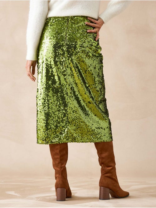 Jupe à sequins coupe droite - Kiabi