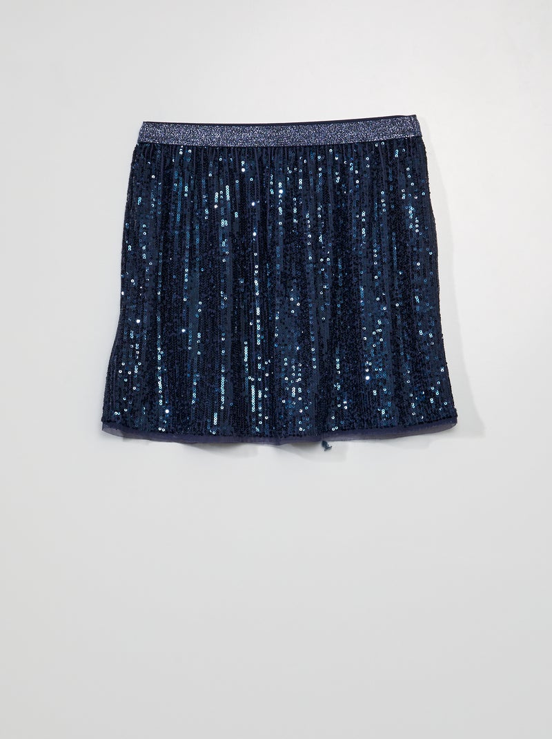 Jupe à sequins évasée Marine - Kiabi