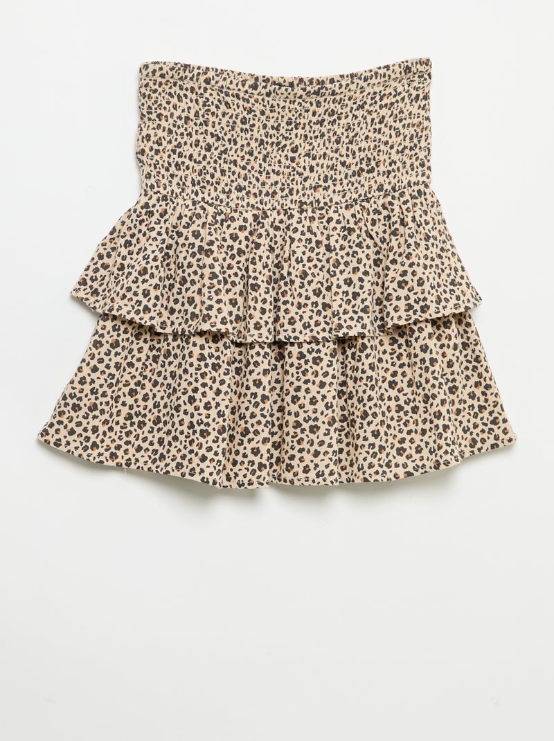 Jupe à volants avec un motif léopard Beige - Kiabi