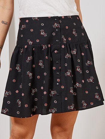 Jupe à volants boutonnée devant - Kiabi