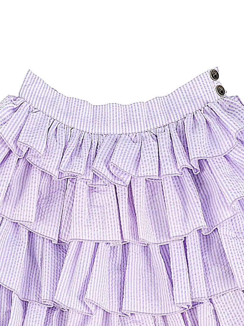 Jupe à Volants   Coton Fines Rayures   RUFFLE - La Faute à Voltaire Mauve lilas - Kiabi