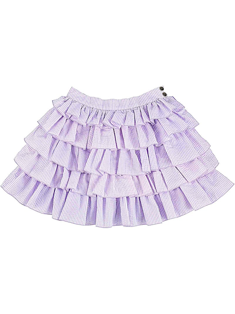 Jupe à Volants   Coton Fines Rayures   RUFFLE - La Faute à Voltaire Mauve lilas - Kiabi