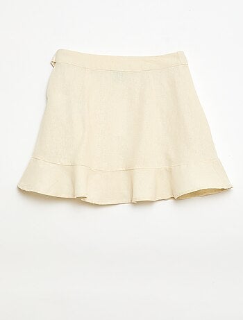 Jupe à volants en lin mélangé