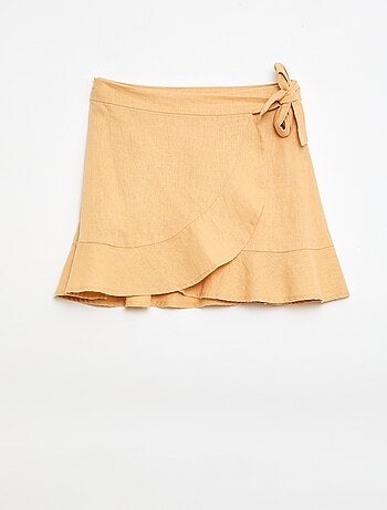 Jupe à volants en lin mélangé