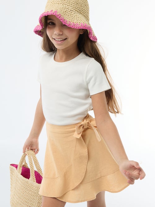 Jupe à volants en lin mélangé - Kiabi