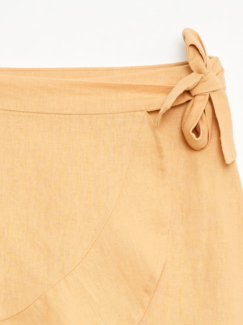 Jupe à volants en lin mélangé Jaune - Kiabi