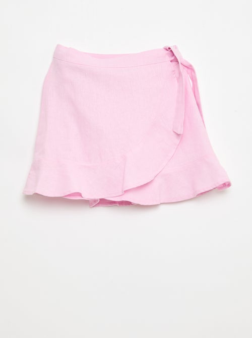 Jupe à volants en lin mélangé - Kiabi