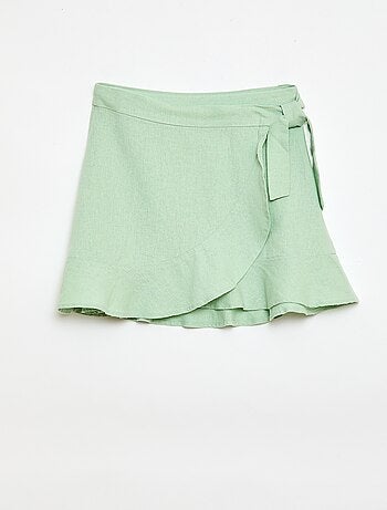 Jupe à volants en lin mélangé