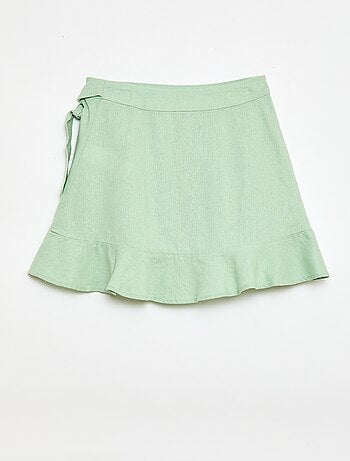 Jupe à volants en lin mélangé