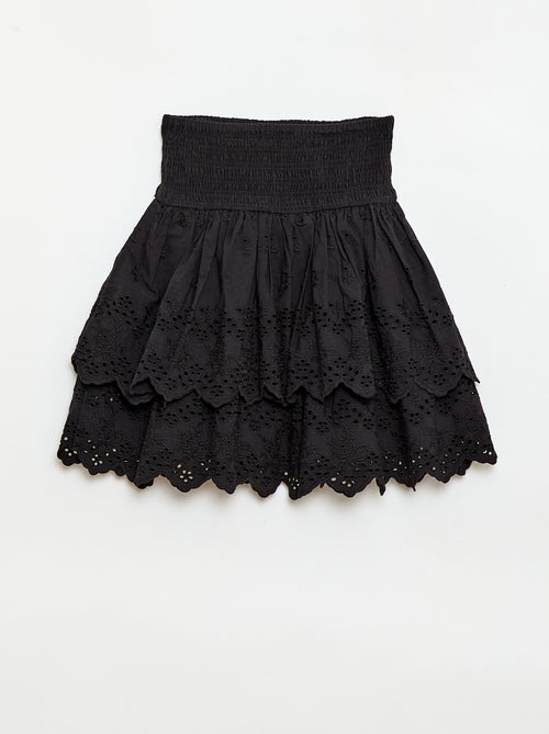 Jupe à volants et broderies anglaises - Kiabi