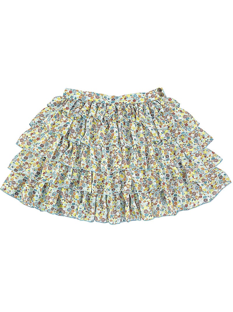 Jupe à Volants  Fleurie Liberty   RUFFLE - La Faute à Voltaire Bleu Vert Gris - Kiabi