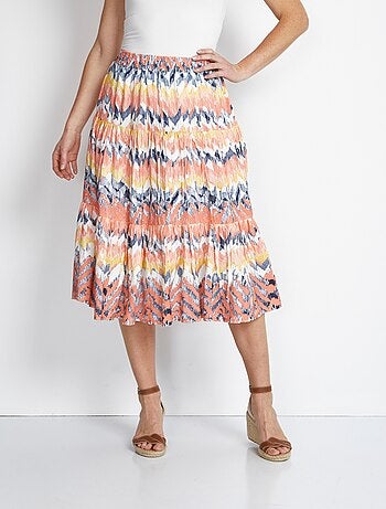 Jupe à volants longue imprimée
