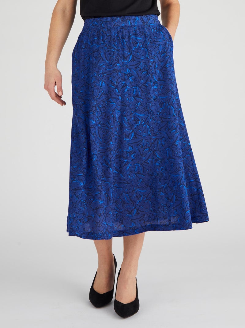 Jupe à volants pure viscose  - Damart Bleu marine - Kiabi
