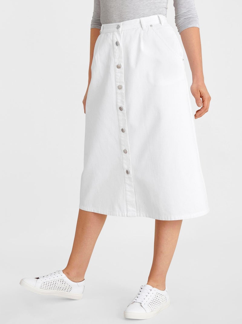 Jupe ample boutonnée - Damart Blanc - Kiabi
