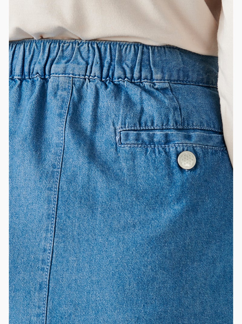 Jupe ample boutonnée - Damart Bleu denim - Kiabi