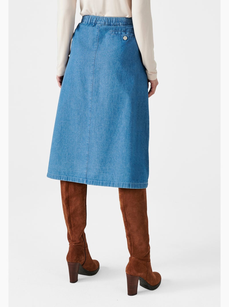 Jupe ample boutonnée - Damart Bleu denim - Kiabi