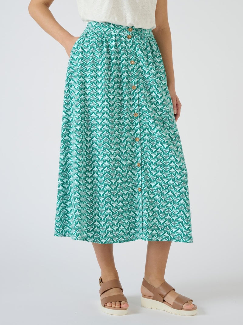 Jupe ample pure viscose - Damart Vert - Kiabi