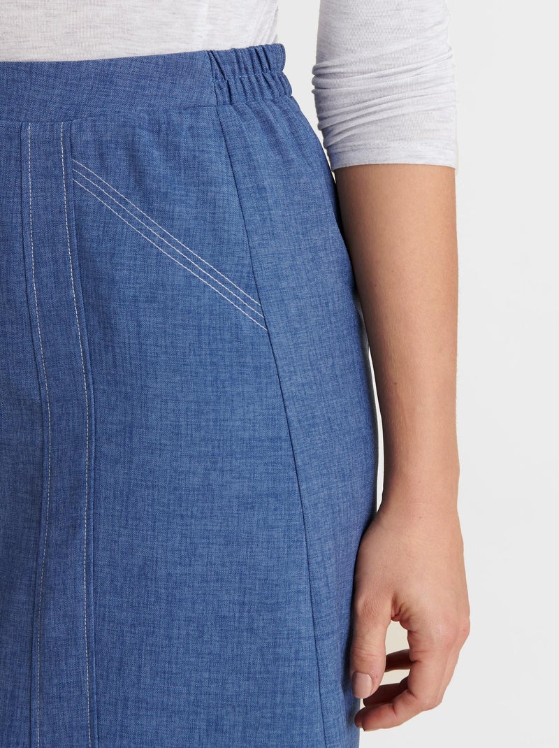 Jupe ample tissu texturé - Damart Bleu - Kiabi