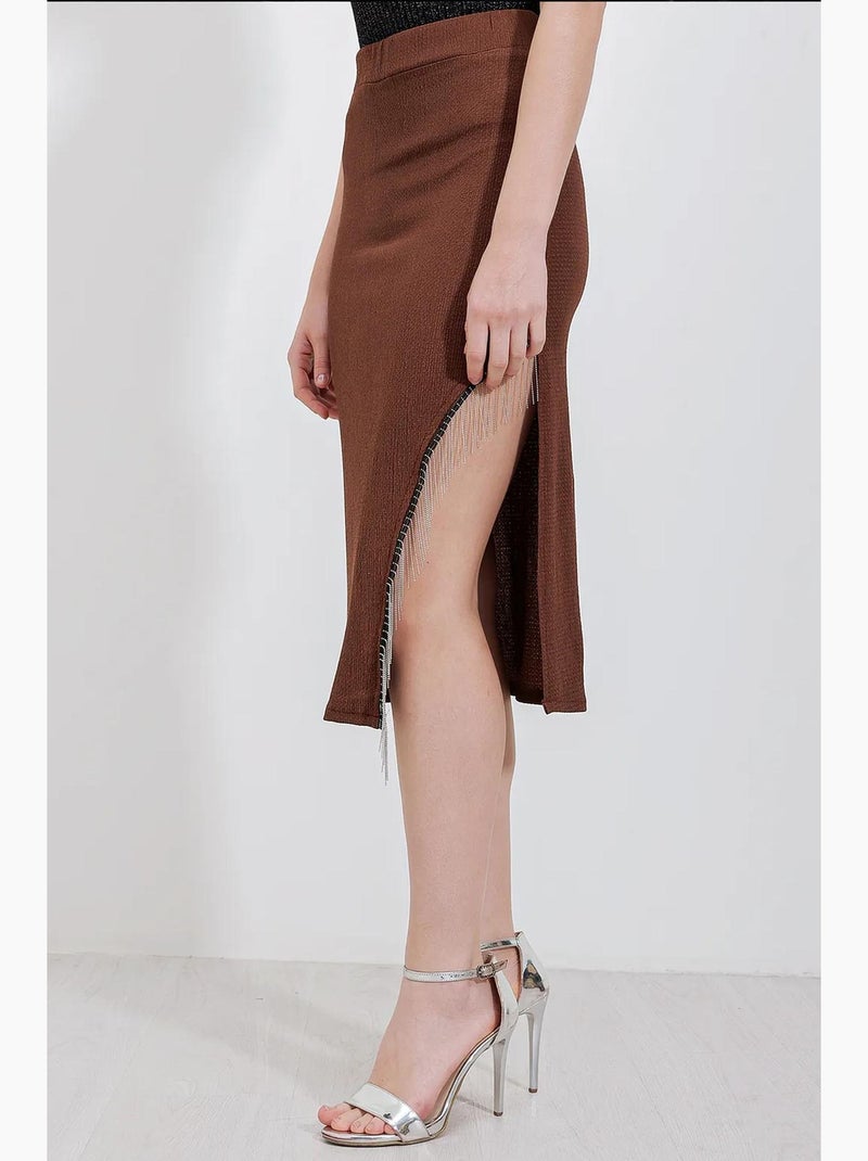 Jupe avec détail chaîne bdart Marron foncé - Kiabi