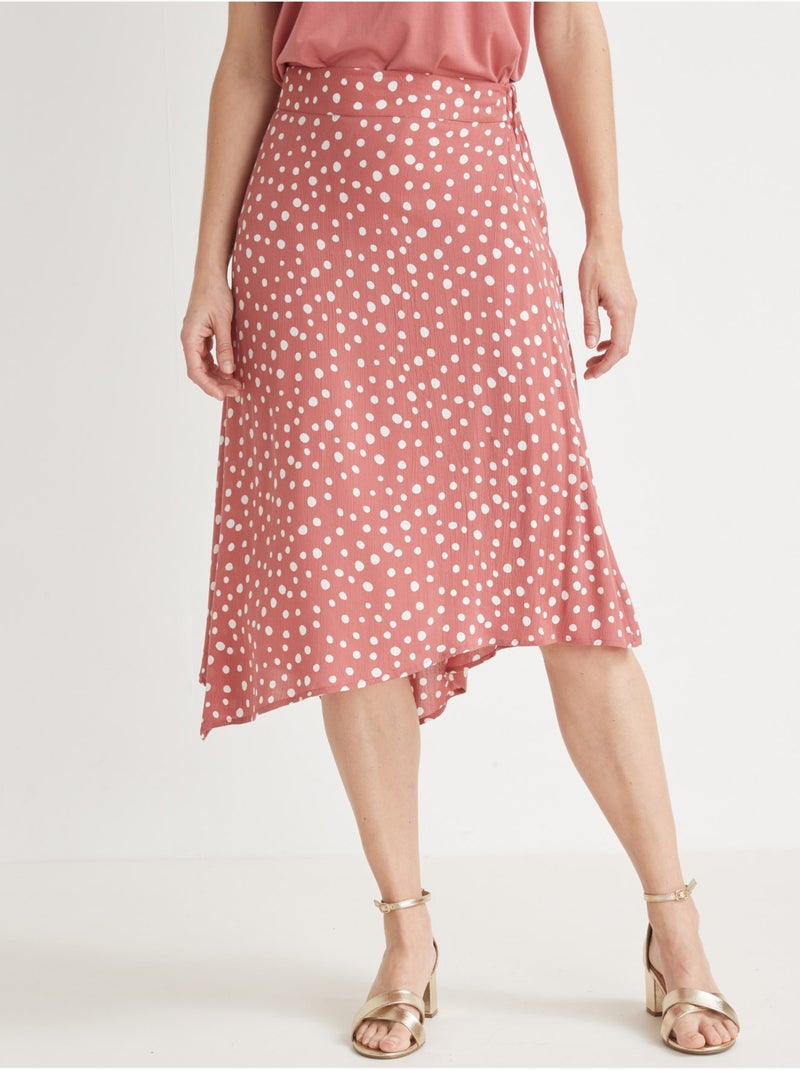 Jupe base asymétrique élastiquée dos - DAXON Beige/Rose - Kiabi