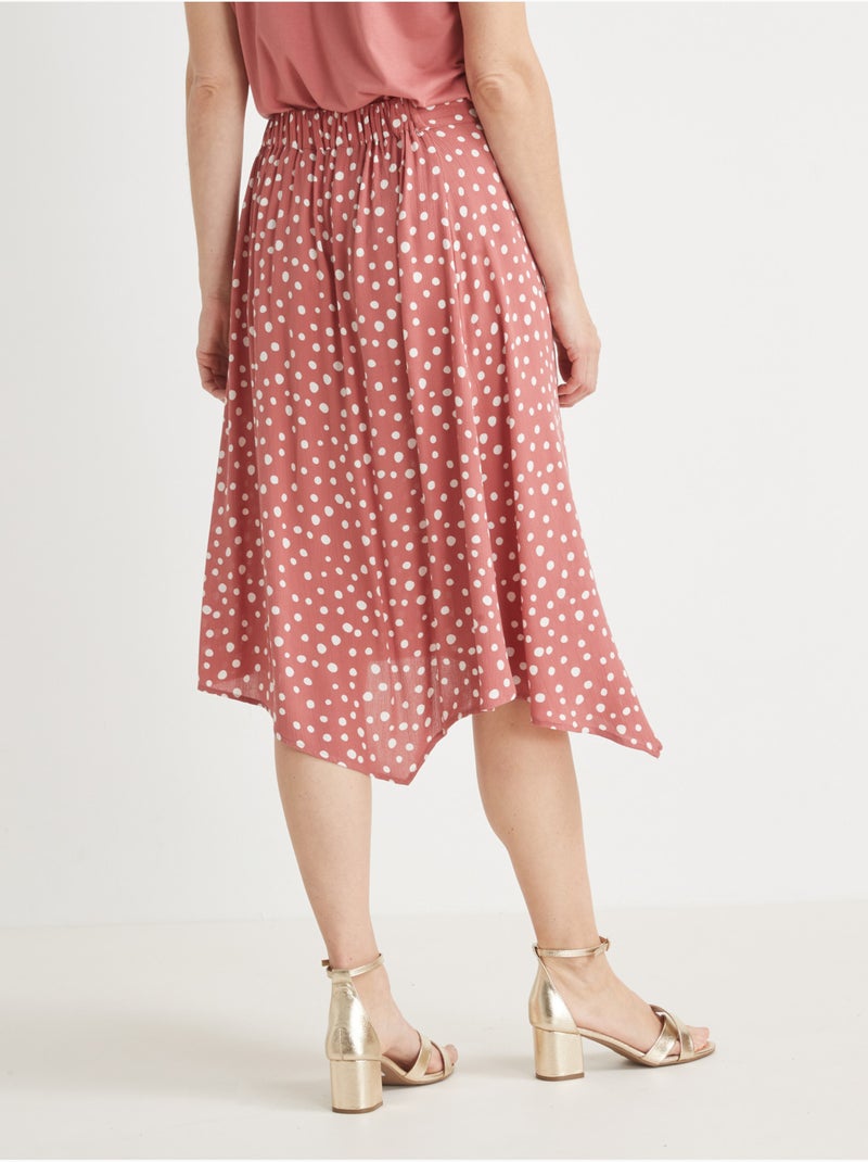 Jupe base asymétrique élastiquée dos - DAXON Beige/Rose - Kiabi