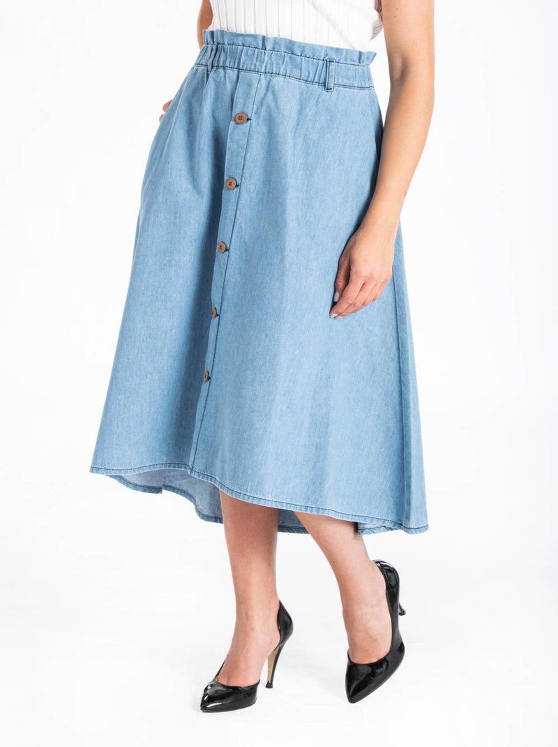 Jupe boutonnée chambray NIKEA 'Rica Lewis' Bleu - Kiabi