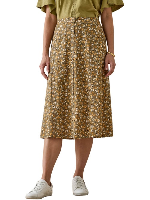 Jupe boutonnée élastiquée - Kiabi