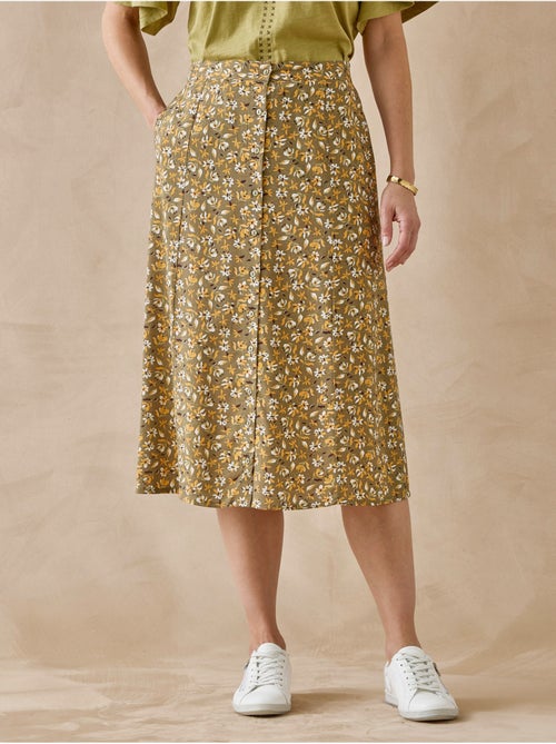 Jupe boutonnée élastiquée - Kiabi