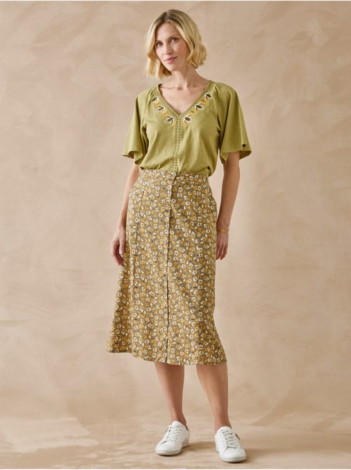 Jupe boutonnée élastiquée - Kiabi