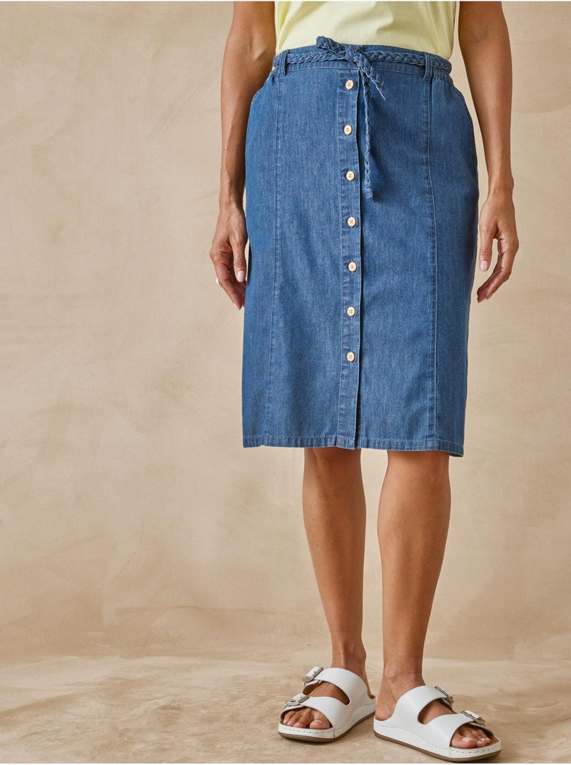 Jupe boutonnée en chambray - DAXON Bleu - Kiabi
