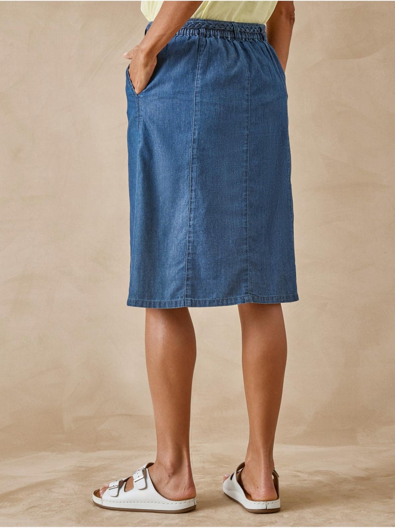 Jupe boutonnée en chambray - DAXON Bleu - Kiabi