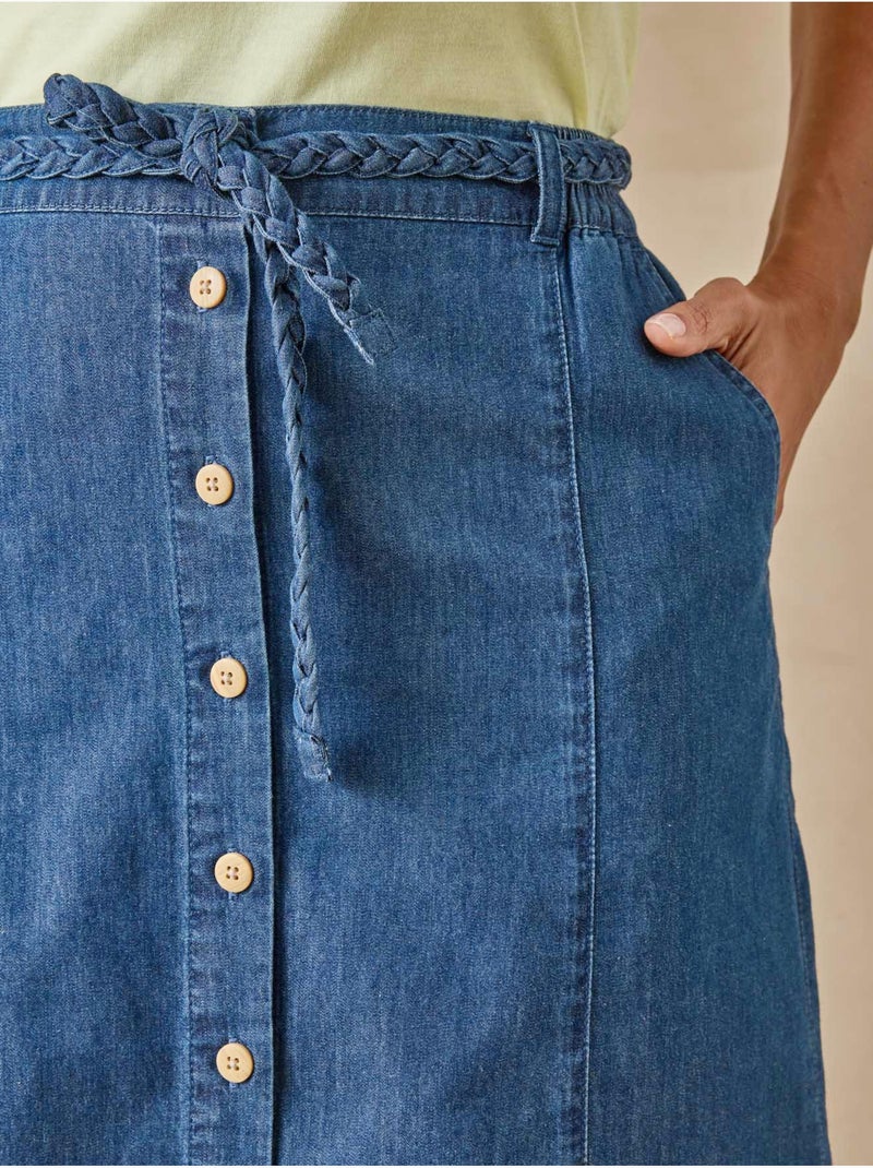 Jupe boutonnée en chambray - DAXON Bleu - Kiabi