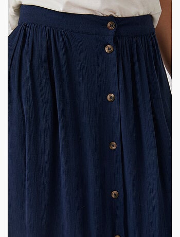 Jupe boutonnée en tissu créponné pure viscose - damart