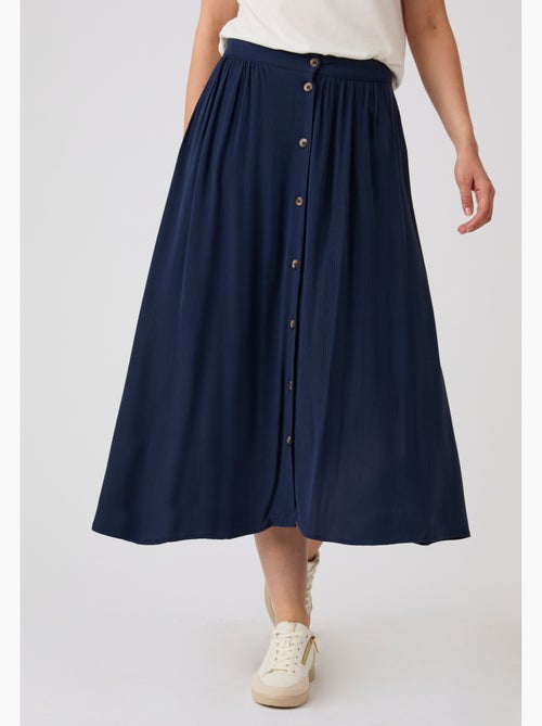 Jupe boutonnée en tissu créponné pure viscose - Damart - Kiabi